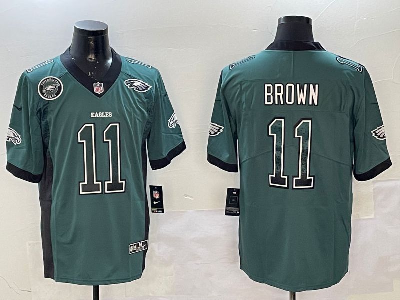 Men Philadelphia Eagles #11 Brown Green 2025 Nike Drift Fashion Color Rush Limited NFL Jersey style 6